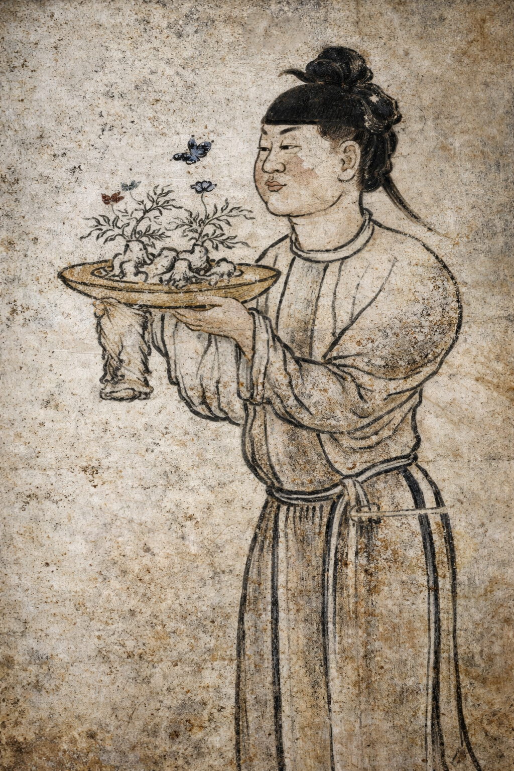 Mural de Penzai en la tumba de Zhang Huai (618-916 d.d.c)
